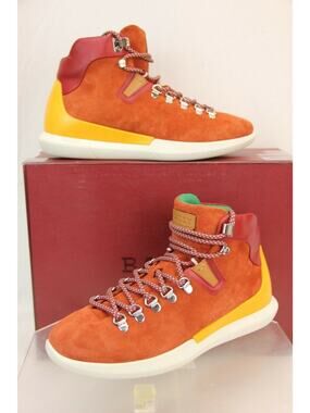 NIB BALLY AVYD SIENNA SUEDE RED LEATHER LOGO TOP SNEAKERS 7.5 US 40.5 ITALY